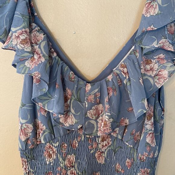 Floret Studios Floral Ruffled Chiffon Dress - Picture 2 of 8